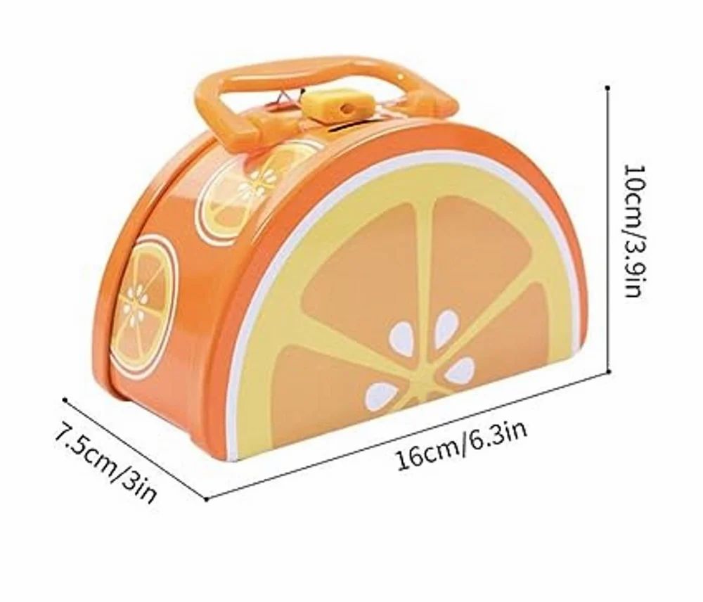 Fruits Shape Money Bank Metal Piggy Bank, Coin Bank for Kids with Lock and Key in Fruits