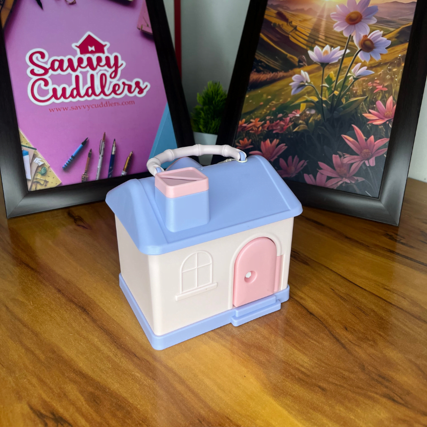 Cute Small Toy House Piggy Box with 3D Streaker House Money Bank for Girls & Boys