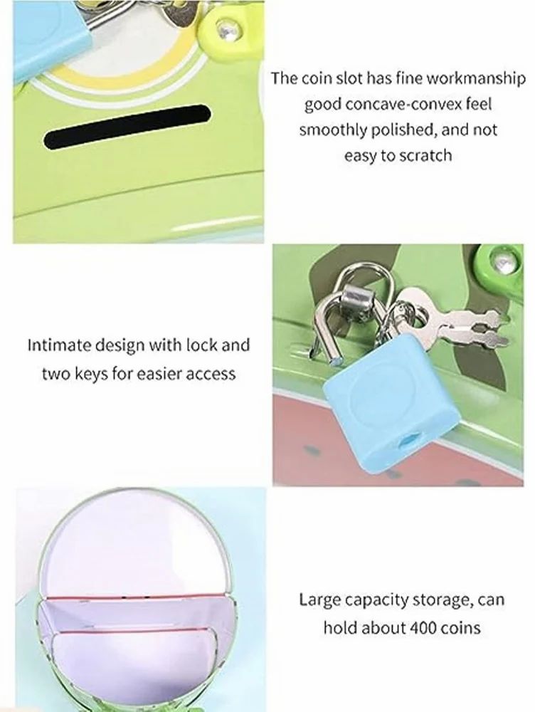 Fruits Shape Money Bank Metal Piggy Bank, Coin Bank for Kids with Lock and Key in Fruits