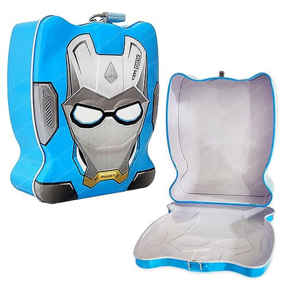 Piggy Bank - Money Saving Tin Coin Bank with Lock and Key, Cartoon Coin Box for Kids, Boys, Girls, Piggy Bank for Kids, Money Box for Boys, Birthday Return Gift (Blue)