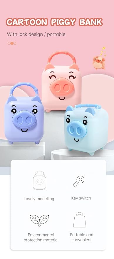 Peppa Pig Piggy bank with Lock and Key |Money banks for Kids| Gullaq Coin Bank  (Multicolor)