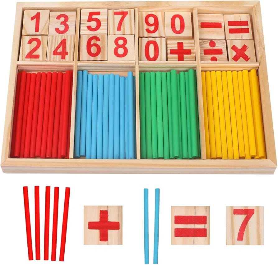 Wood Intelligent Sticks, Educational Toy Set, Learn Basic Arithmetic Operation, Brain Boosting Toy