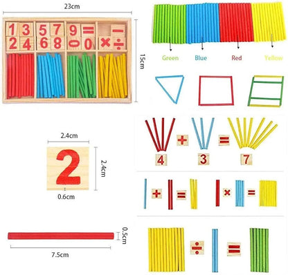 Wood Intelligent Sticks, Educational Toy Set, Learn Basic Arithmetic Operation, Brain Boosting Toy
