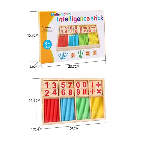 Wood Intelligent Sticks, Educational Toy Set, Learn Basic Arithmetic Operation, Brain Boosting Toy