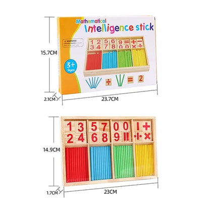 Wood Intelligent Sticks, Educational Toy Set, Learn Basic Arithmetic Operation, Brain Boosting Toy